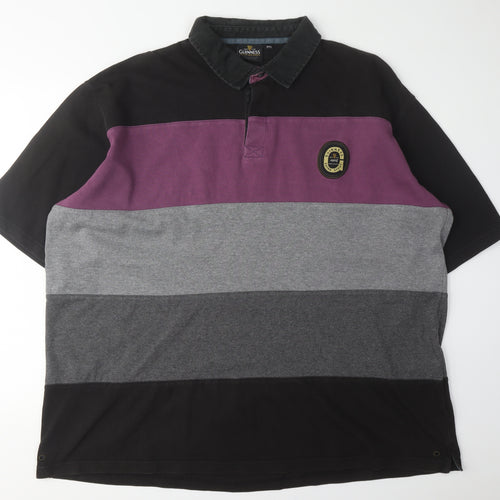 Guinness Men's 3XL Black Purple Colourblock Polo