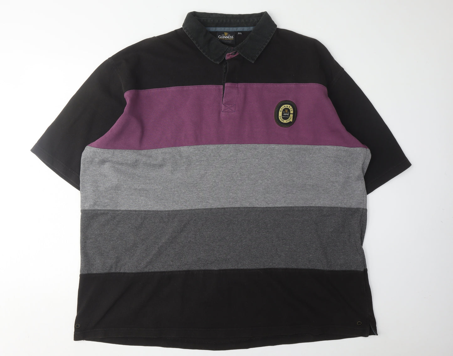 Guinness Men's 3XL Black Purple Colourblock Polo