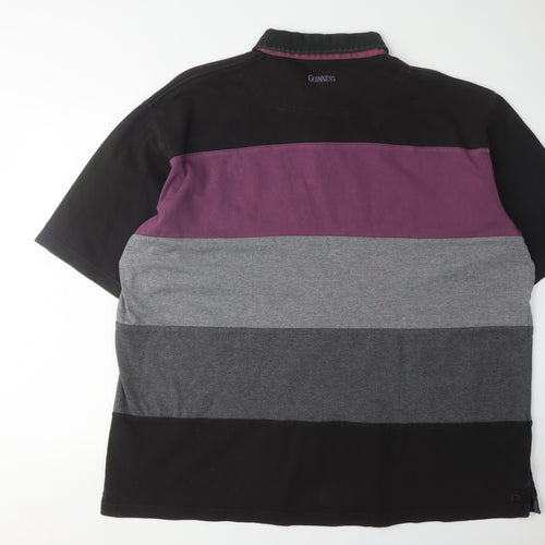 Guinness Men's 3XL Black Purple Colourblock Polo