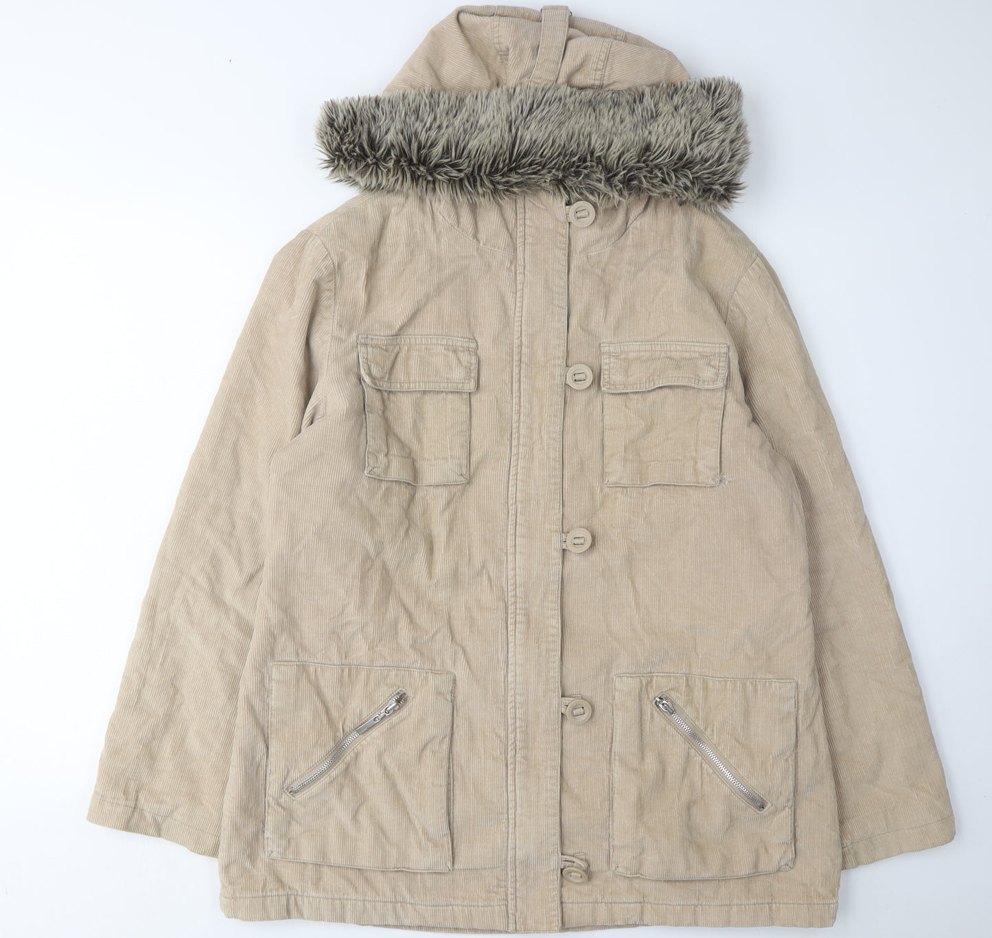 Debenhams Women's Beige Parka Coat Size 16
