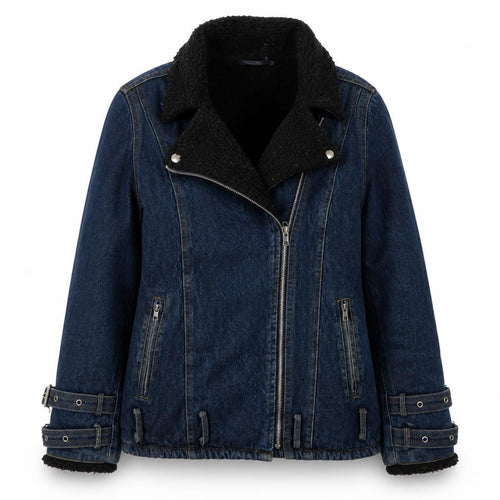 Missguided Women Blue Denim Motorcycle Jacket Size 6