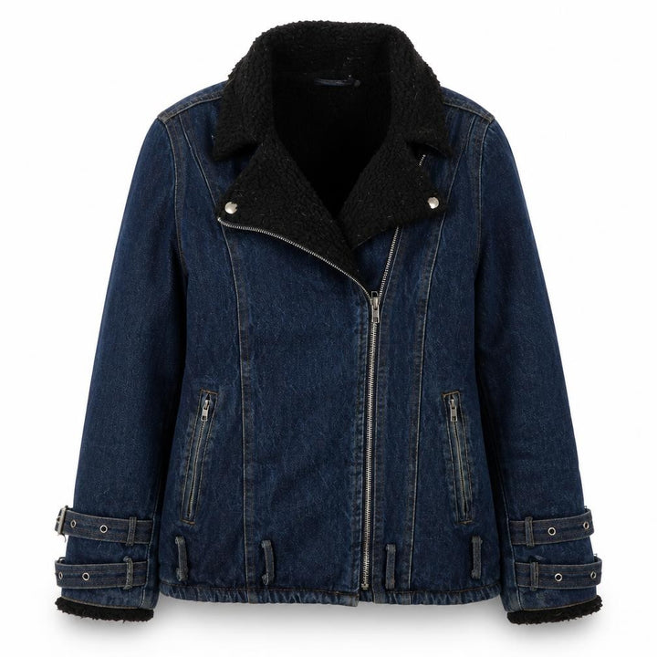Missguided Women Blue Denim Motorcycle Jacket Size 6