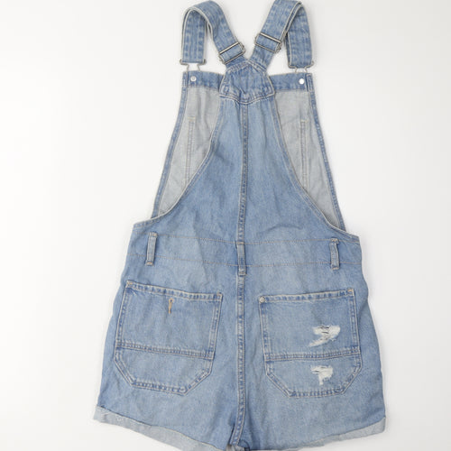 &Denim Women's Blue Dungaree Shorts, Size 4, Casual Denim