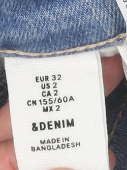 &Denim Women's Blue Dungaree Shorts, Size 4, Casual Denim
