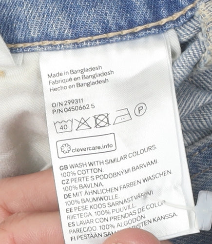 &Denim Women's Blue Dungaree Shorts, Size 4, Casual Denim