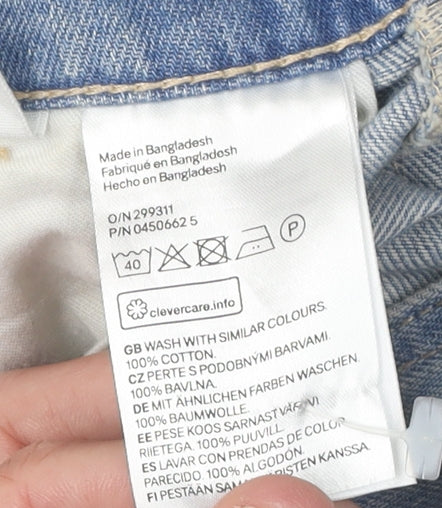 &Denim Women's Blue Dungaree Shorts, Size 4, Casual Denim