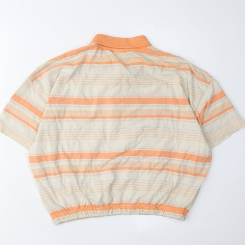 iets frans Unisex Beige Orange Striped Polo L