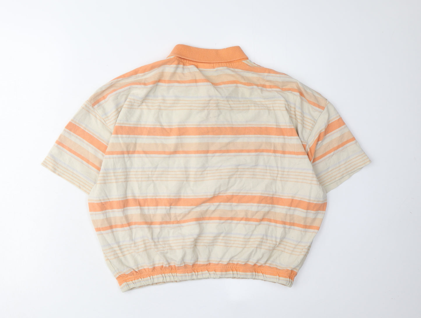 iets frans Unisex Beige Orange Striped Polo L