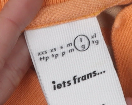 iets frans Unisex Beige Orange Striped Polo L