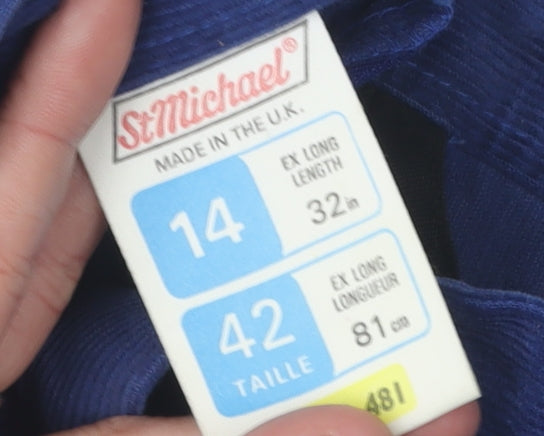 St Michael Women's Blue Long Corduroy Skirt Size 14