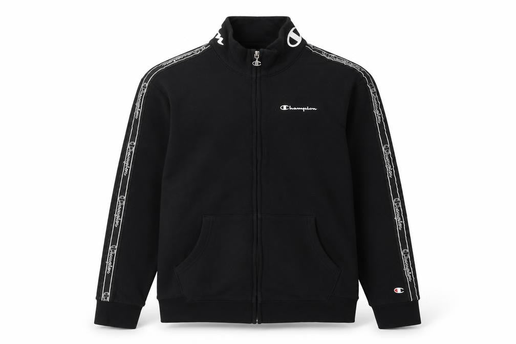 Front view of Champion boys’ black xl full zip sweatshirt