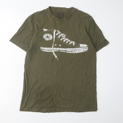 Converse Men's Green XS Graphic T-Shirt, Logo Accent