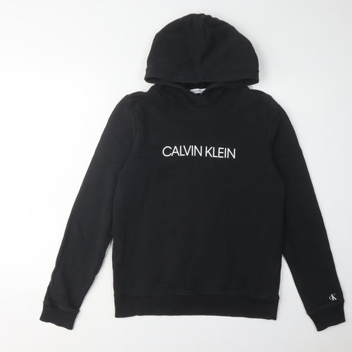 Calvin Klein Boys Black Hoodie Logo Pullover 16 Years