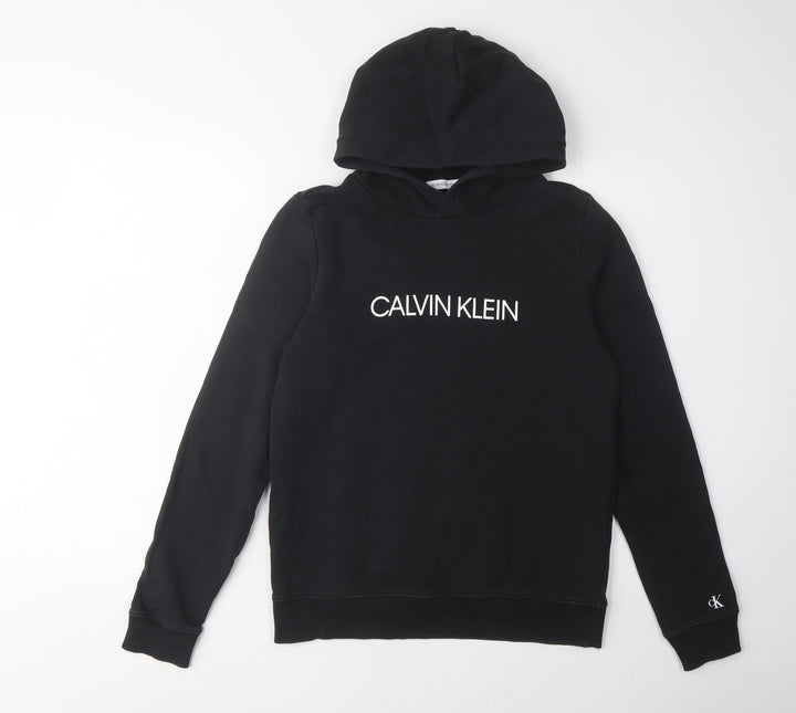 Calvin Klein Boys Black Hoodie Logo Pullover 16 Years