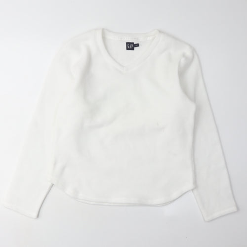 GAP Women's White V-Neck Pullover Sweatshirt L
