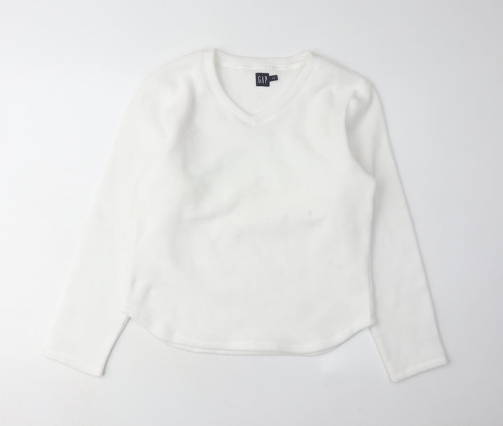 GAP Women's White V-Neck Pullover Sweatshirt L