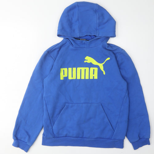 Puma Boys Blue Hoodie Pullover, Size 14, Graphic Design