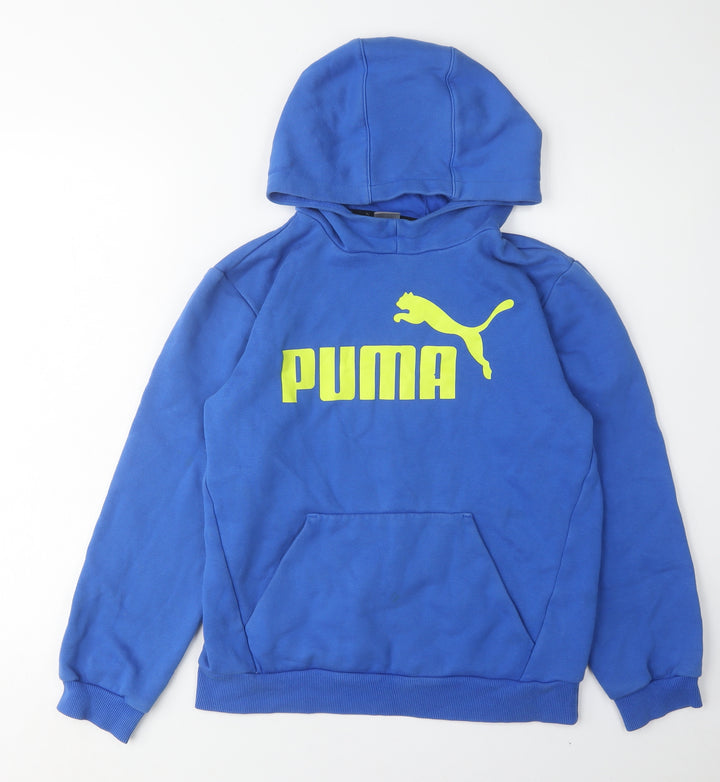 Puma Boys Blue Hoodie Pullover, Size 14, Graphic Design