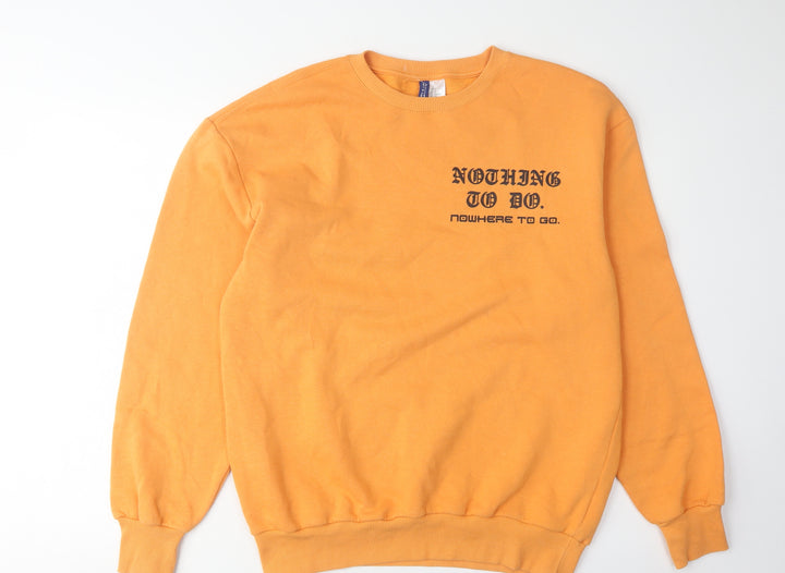 H&M Unisex Orange S Graphic Pullover Sweatshirt