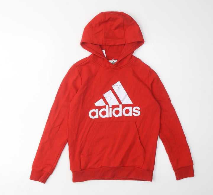 Adidas Boys' Red Pullover Hoodie, 9-10 Years, Graphic Logo