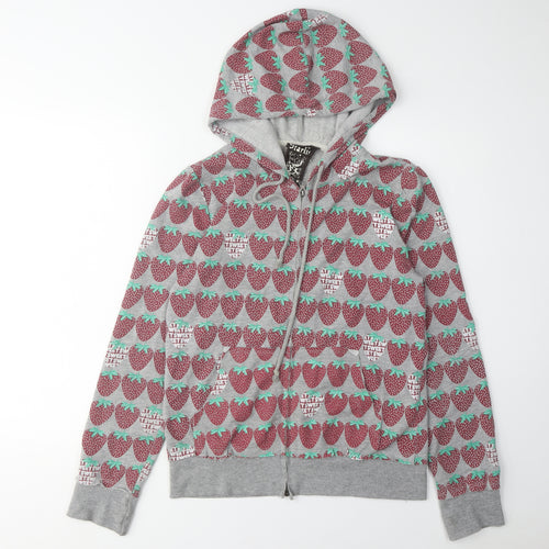 Starling Women's Grey Graphic Print Full Zip Hoodie