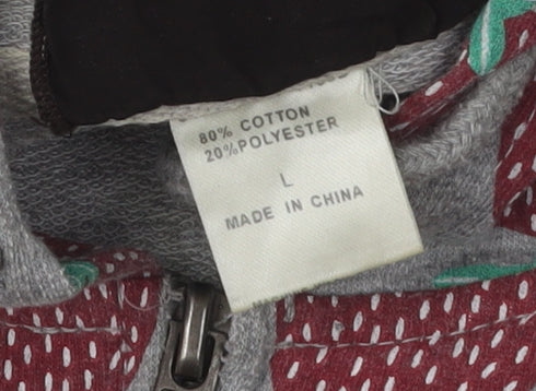 Starling Women's Grey Graphic Print Full Zip Hoodie