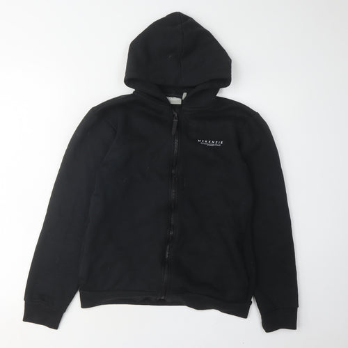 McKenzie Boys Black Full Zip Hoodie, 13-14 Years, Logo Sportswear