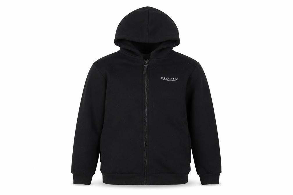 McKenzie Boys Black Full Zip Hoodie, 13-14 Years, Logo Sportswear