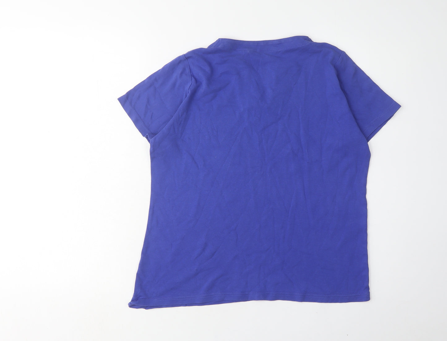 ISLE Women's Blue V-Neck T-Shirt, Size M, 100% Cotton