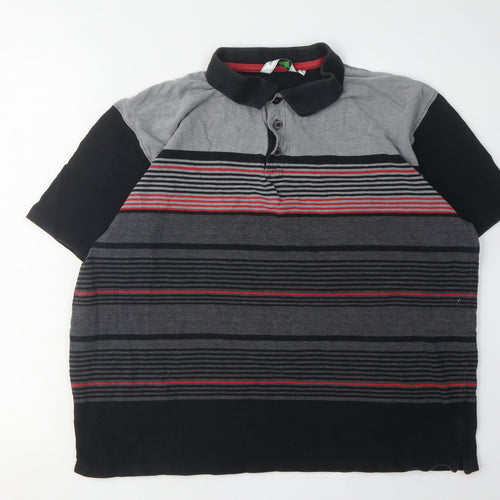 James Pringle Men's XL Striped Polo Shirt Black/Grey - Golf Ready