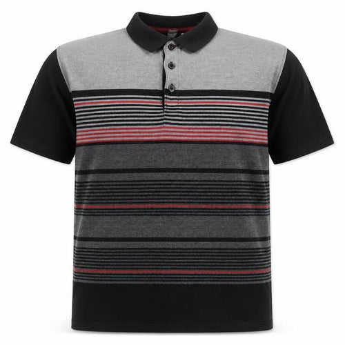 James Pringle Men's XL Striped Polo Shirt Black/Grey - Golf Ready