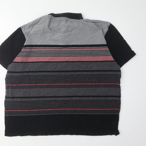 James Pringle Men's XL Striped Polo Shirt Black/Grey - Golf Ready