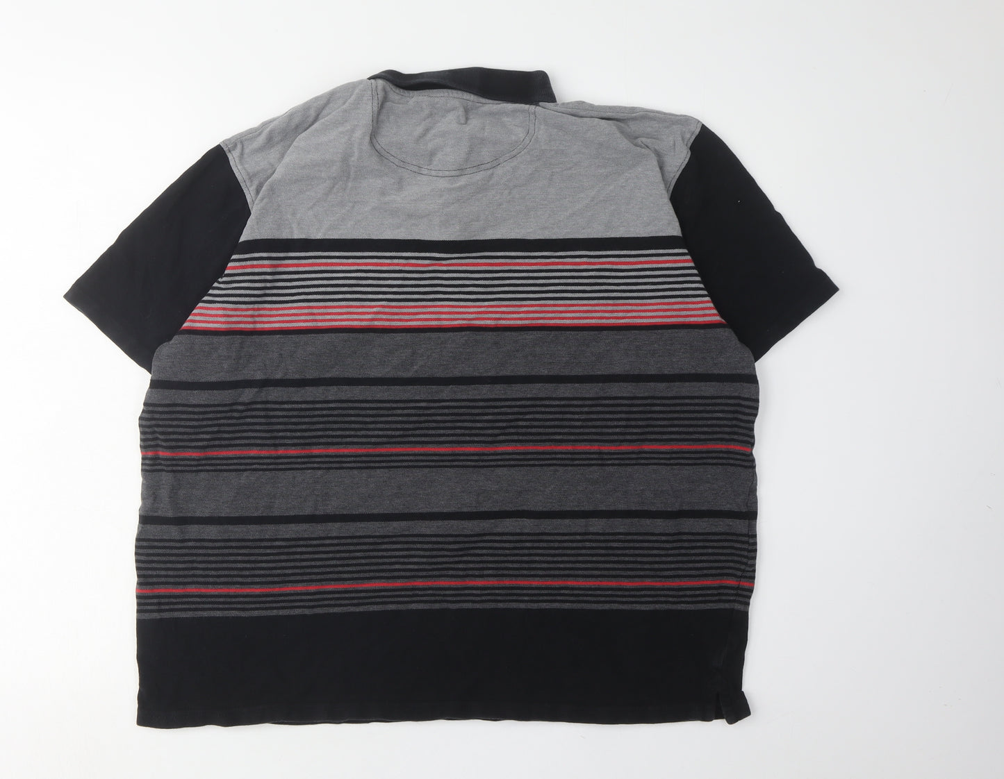 James Pringle Men's XL Striped Polo Shirt Black/Grey - Golf Ready