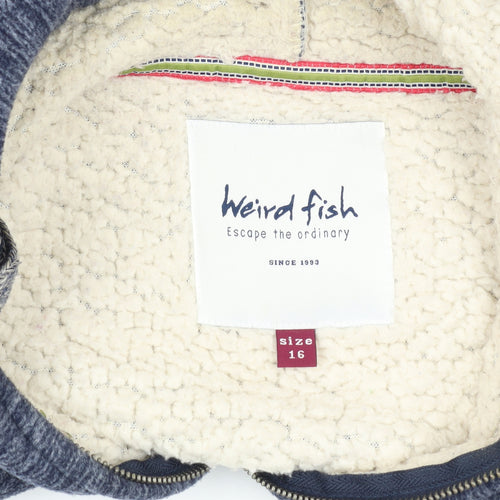 Weird Fish Women's Blue Hooded Jacket Size 16