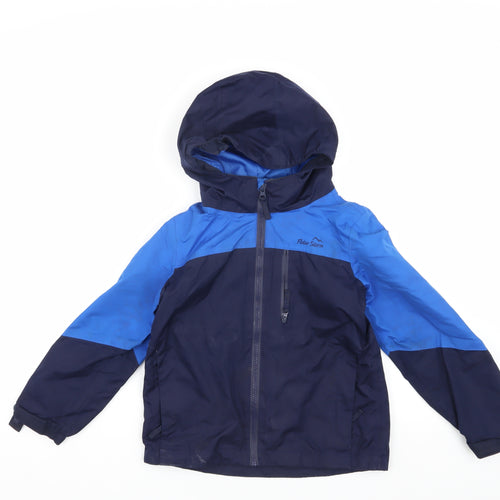 Peter Storm Boys Blue Rain Coat Jacket, Hooded Waterproof 7-8