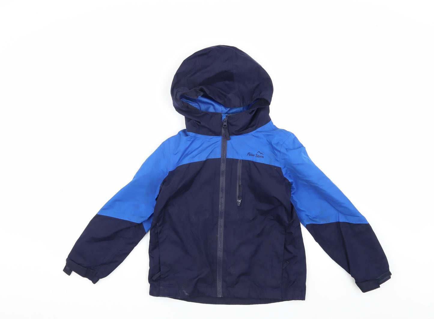 Peter Storm Boys Blue Rain Coat Jacket, Hooded Waterproof 7-8