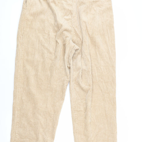 H&M Beige Corduroy Cropped Trousers Women Size 14
