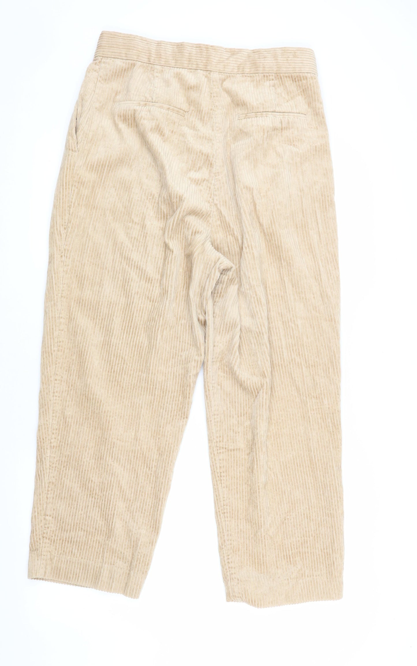H&M Beige Corduroy Cropped Trousers Women Size 14
