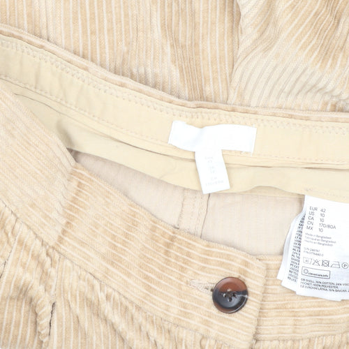 H&M Beige Corduroy Cropped Trousers Women Size 14