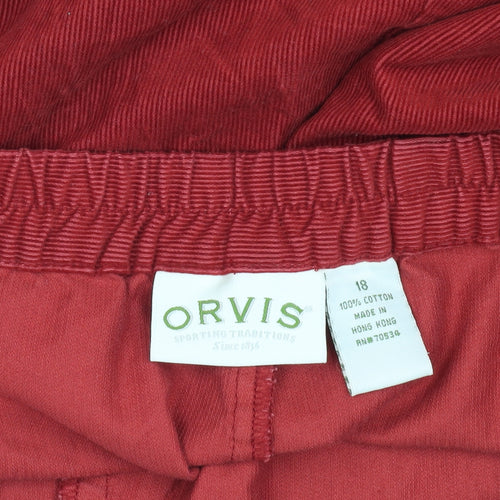 Orvis Women's Red Corduroy Midi Skirt Size 18