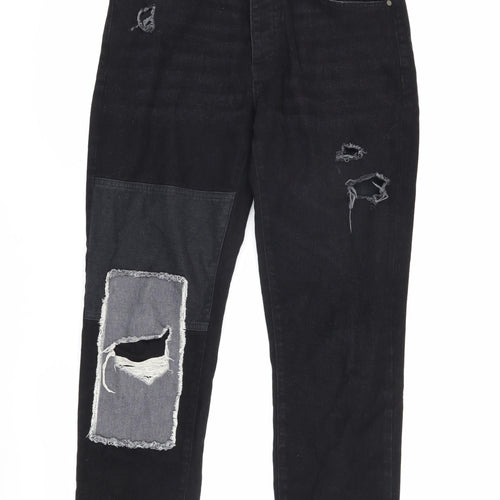 Boohoo Men's Black Denim Jeans Size 32 Distressed