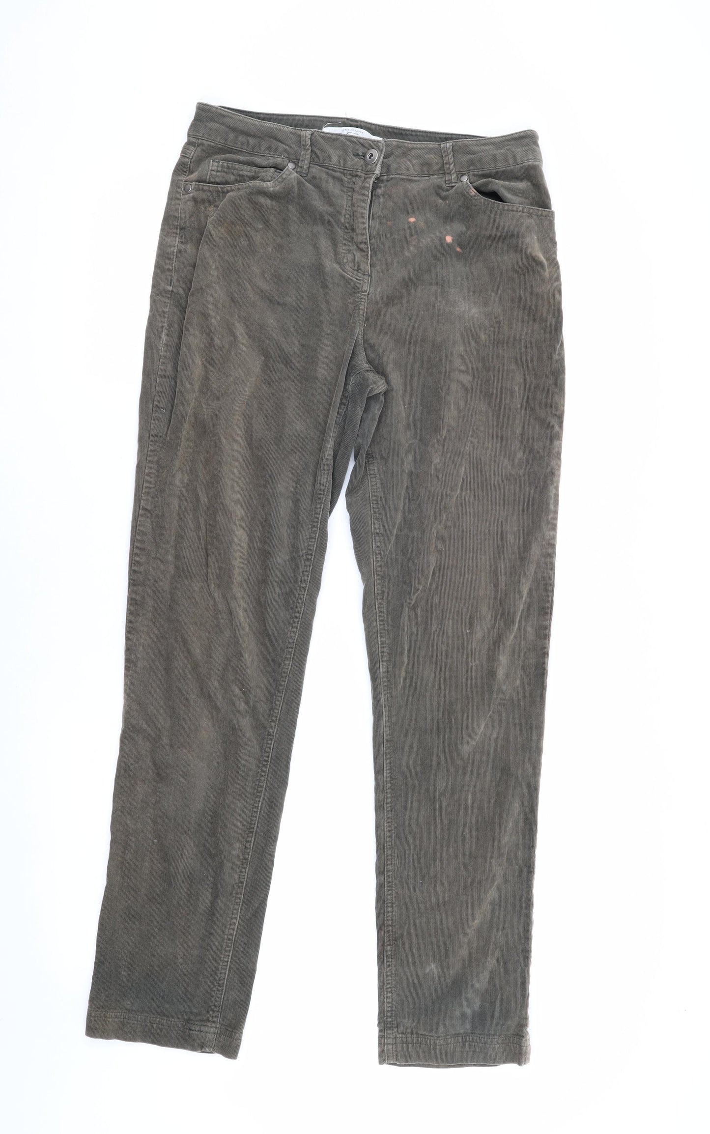 John Lewis Women's Brown Straight Corduroy Trousers Size 10