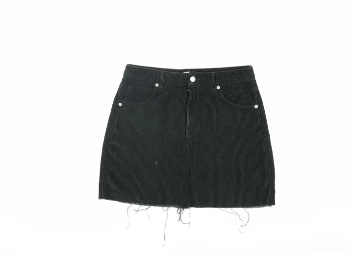 Topshop Women's Black Mini Corduroy Skirt - Size 10