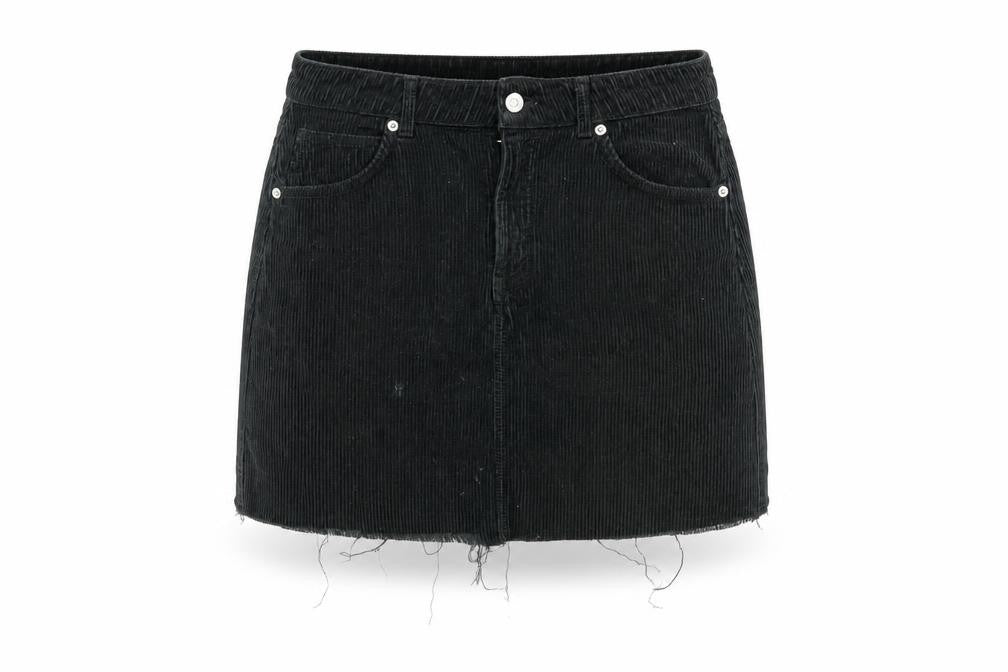 Topshop Women's Black Mini Corduroy Skirt - Size 10