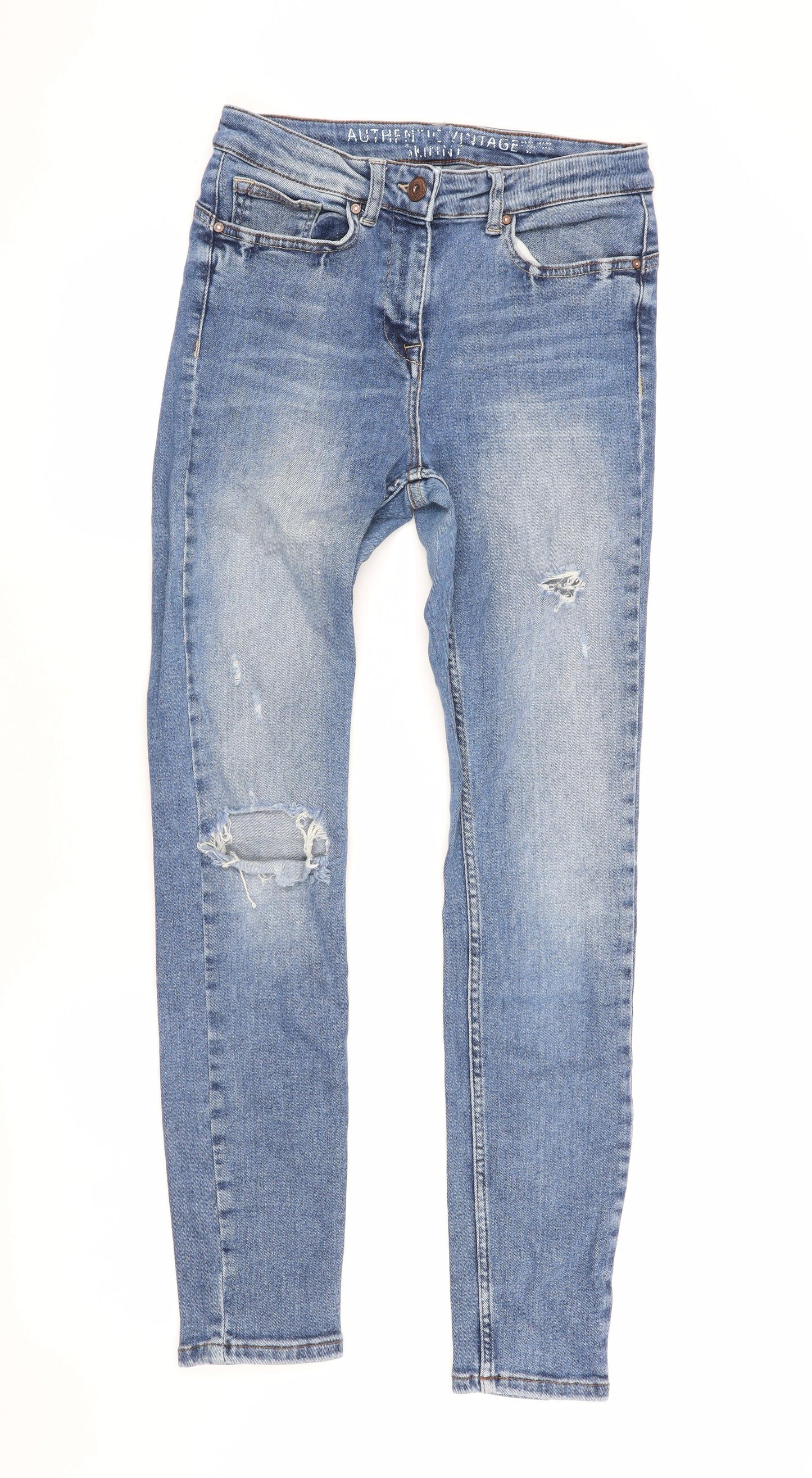 Next Women's Blue Skinny Jeans Size 10R Vintage Ripped