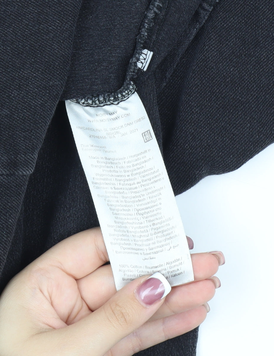 Noisy May Women's Black Denim Smock Dress S