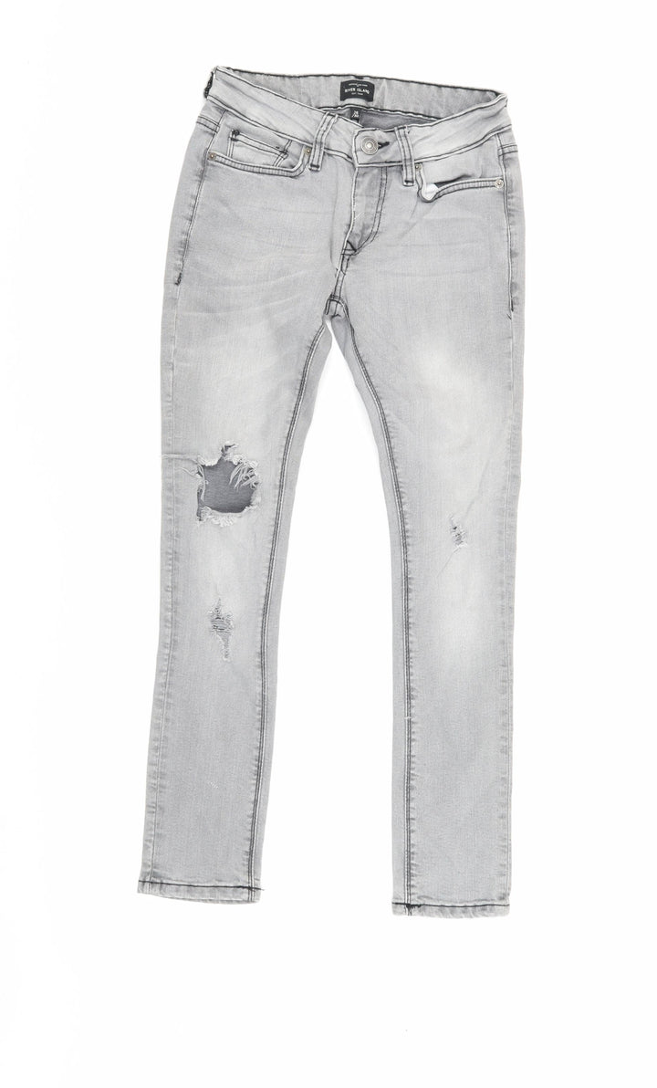 River Island Slim Fit Grey Distressed Skinny Jeans