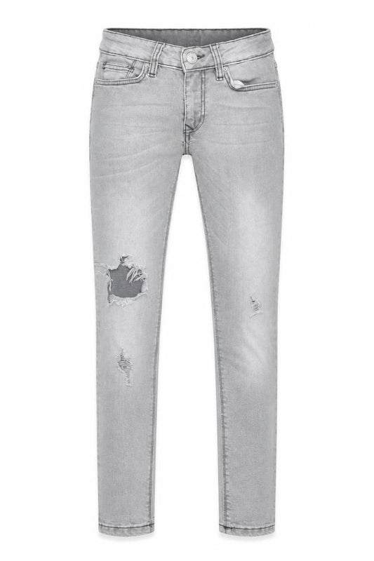 Front view of River Island Slim Fit Grey Distressed Skinny Jeans