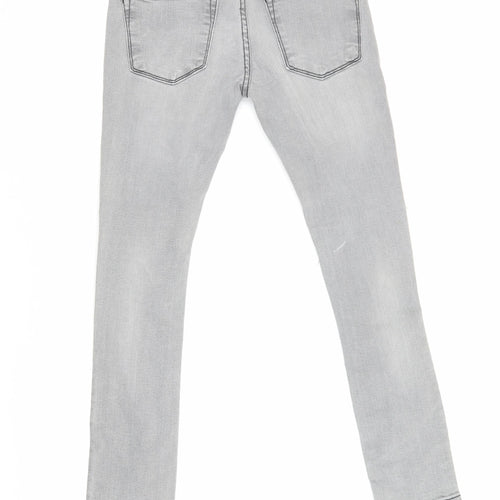 River Island Slim Fit Grey Distressed Skinny Jeans