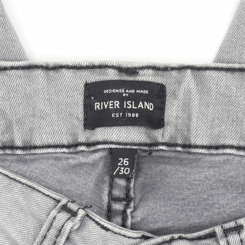 River Island Slim Fit Grey Distressed Skinny Jeans